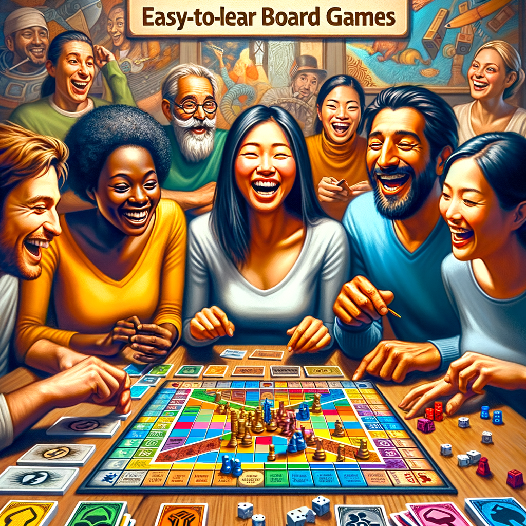 Excited beginners enjoying a variety of easy, best board games for non-gamers, perfect introduction to the board games hobby for newbies and casual players.