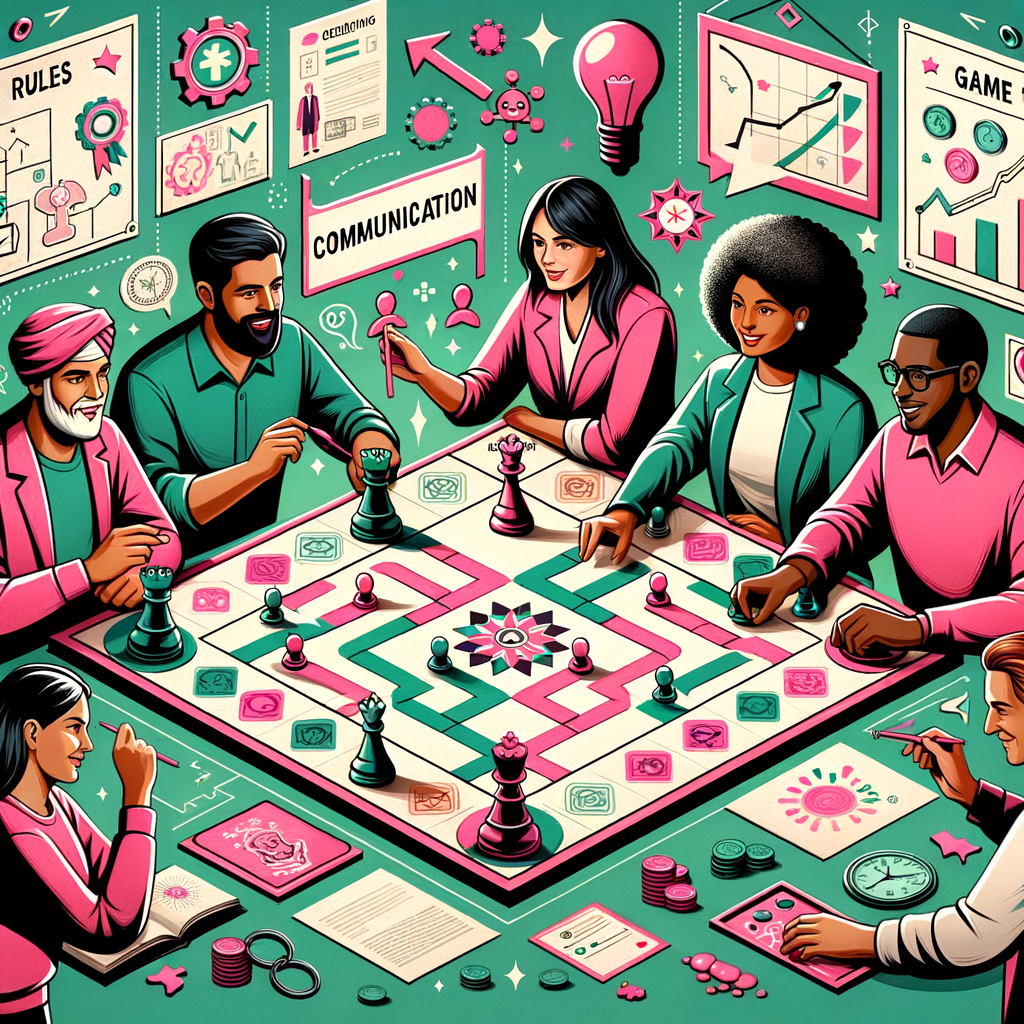 Group of players engrossed in popular Team3 Pink/Green game, demonstrating teamwork, communication in gaming, and strategic gameplay, highlighting the rise of communication-based dexterity games.