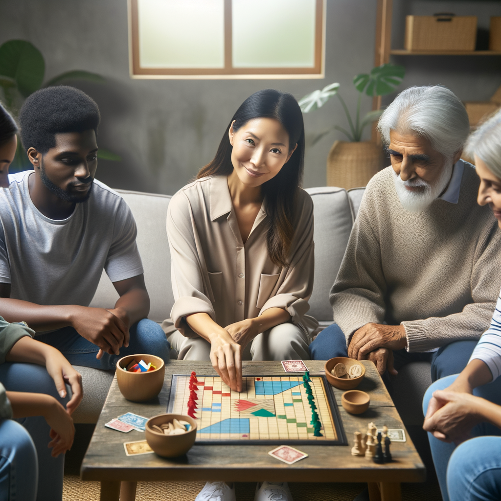 Professional therapist utilizing therapeutic board games in a serene setting, demonstrating the power of play in healing and the therapeutic benefits of board games in therapy.