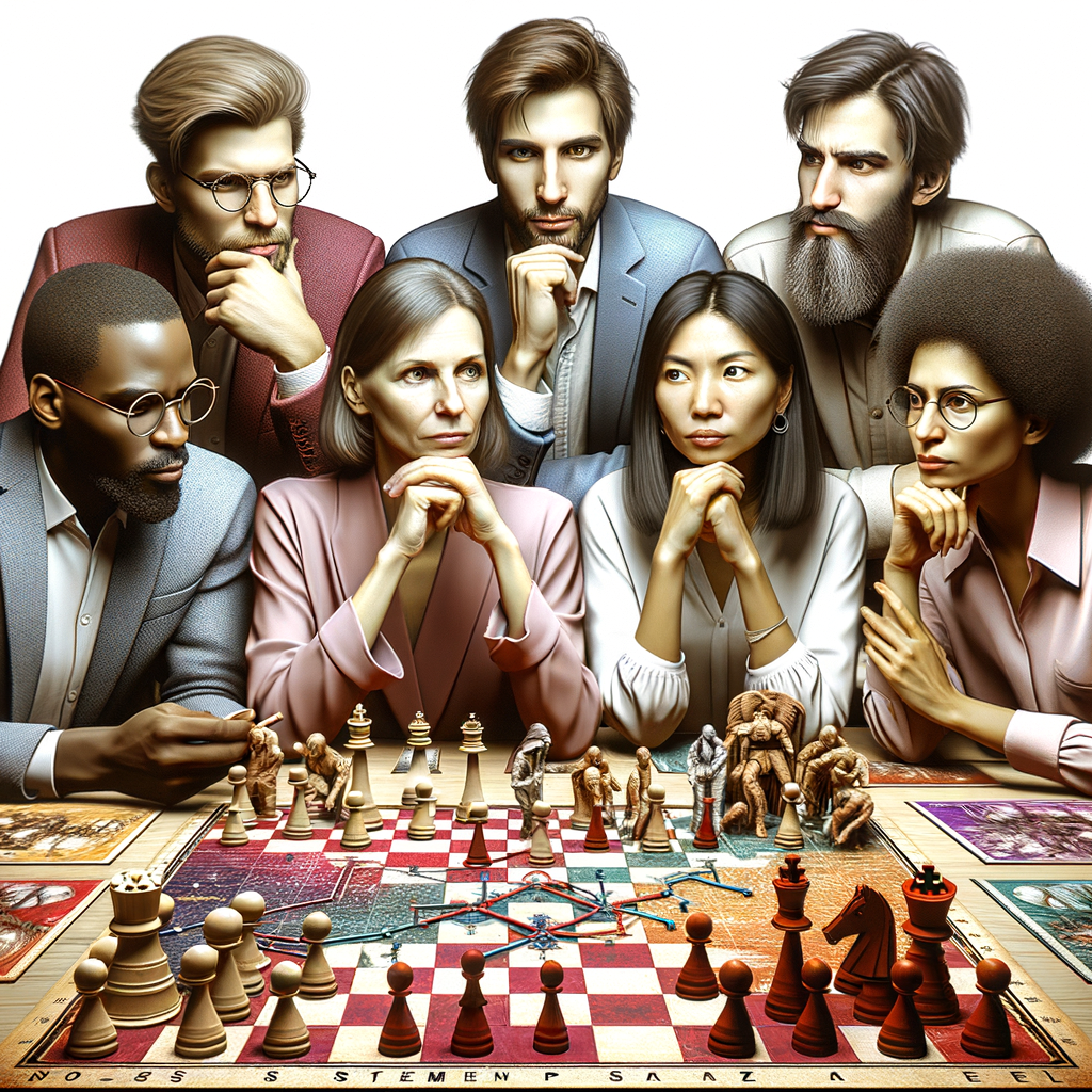 Diverse group of players engrossed in Root Board Game, showcasing new gaming trends and popularity of asymmetrical game mechanics, reflecting the board game craze and intricacies of asymmetrical game design.