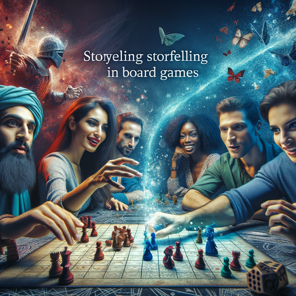Diverse group engrossed in a role-playing board game, showcasing the power of storytelling and narrative techniques in creating immersive, story-driven gaming experiences.